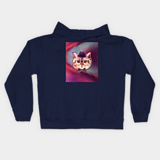 Hipster Space Cat Kids Hoodie